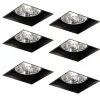 Set van 6 inbouwspots zwart GU10 70mm trimless - Oneon