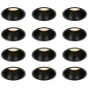 Set van 12 inbouwspots zwart GU10 50mm IP44 - Dept