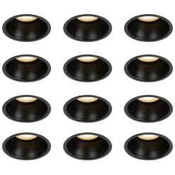Set van 12 inbouwspots zwart GU10 50mm IP44 - Dept