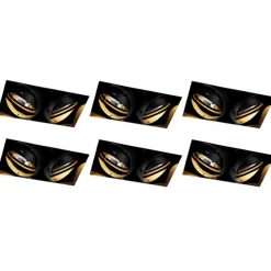 Set van 6 inbouwspots zwart GU10 AR111 trimless 2-lichts - Oneon
