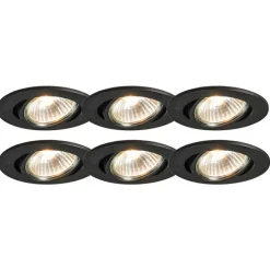 Set van 6 inbouwspots zwart kantelbaar - Cisco