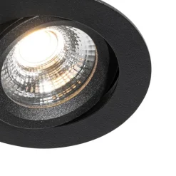 Set van 6 inbouwspots zwart kantelbaar 8,2cm incl. LED dim to IP54 ultra slim - Pupil