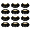 Set van 12 inbouwspots zwart GU10 70mm IP44 - Dept