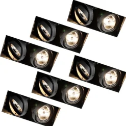Set van 6 inbouwspots zwart GU10 AR70 trimless 2-lichts - Oneon