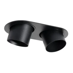 Set van 6 inbouwspots zwart GU10 70mm kantelbaar 2-lichts - Installa