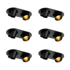 Set van 6 inbouwspots zwart GU10 35mm kantelbaar 2-lichts - Installa