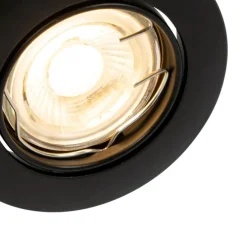 Set van 6 inbouwspots zwart GU10 35mm - Edu