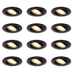 Set van 12 inbouwspots zwart GU10 35mm - Edu