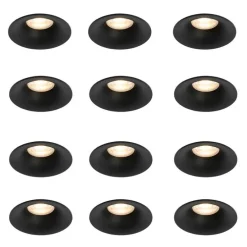 Set van 12 inbouwspots zwart GU10 50mm - Gijs