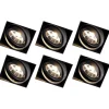 Set van 6 inbouwspots zwart GU10 AR70 trimless - Oneon