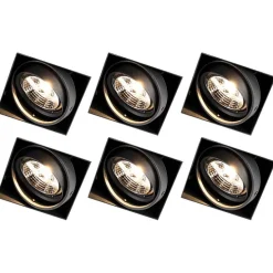 Set van 6 inbouwspots zwart GU10 AR70 trimless - Oneon