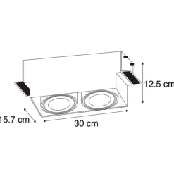 Set van 3 inbouwspots zwart GU10 AR111 trimless 2-lichts - Oneon