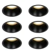 Set van 6 inbouwspots zwart GU10 70mm IP44 - Dept