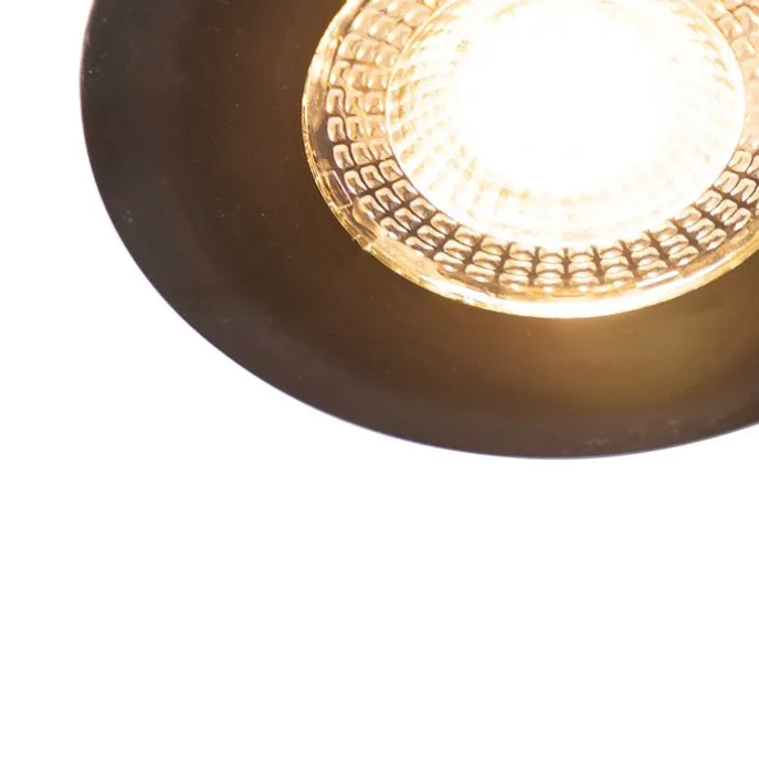 Set van 5 inbouwspots zwart 3-staps dimbaar IP44 - Ulo