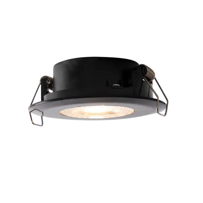 Set van 5 inbouwspots zwart 3-staps dimbaar IP44 - Ulo