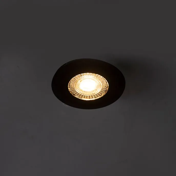 Set van 5 inbouwspots zwart 3-staps dimbaar IP44 - Ulo