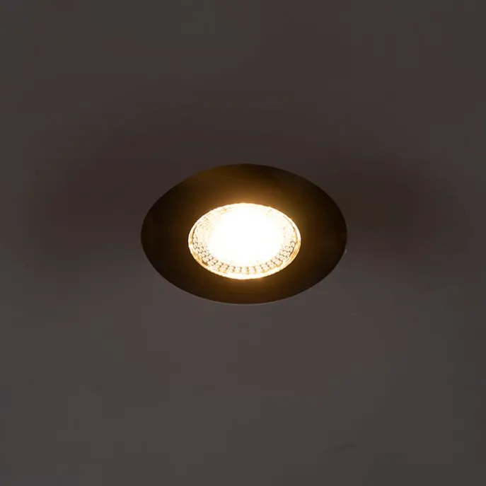 Set van 5 inbouwspots zwart 3-staps dimbaar IP44 - Ulo