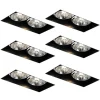 Set van 6 inbouwspots zwart GU10 70mm 2-lichts trimless - Oneon