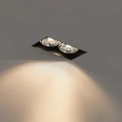 Set van 6 inbouwspots zwart GU10 70mm 2-lichts trimless - Oneon