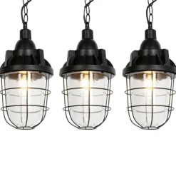 Set van 3 industriele hanglampen zwart - Cabin