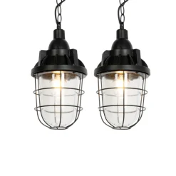 Set van 2 industriële hanglampen zwart - Cabin
