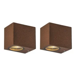 Set van 2 industriële wandlampen roestbruin IP44 - Baleno