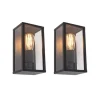 Set van 2 Industriële wandlampen zwart 26 cm IP44- Charlois
