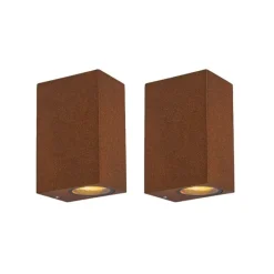 Set van 2 industriële wandlampen roestbruin 2-lichts IP44 - Baleno