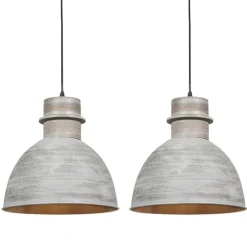 Set van 2 landelijke hanglampen grijs - Dory