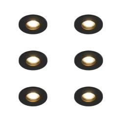 Set van 6 Moderne badkamer inbouwspot zwart - Shed