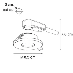 Set van 6 Moderne badkamer inbouwspot zwart - Shed