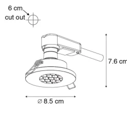 Set van 6 Moderne badkamer inbouwspot wit IP54 - Shed Honey