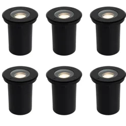 Set van 6 moderne buiten grondspots zwart 35 mm verstelbaar IP65 - Delux