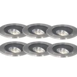 Set van 6 moderne buiten grondspots staal AR70 verstelbaar IP65 - Delux