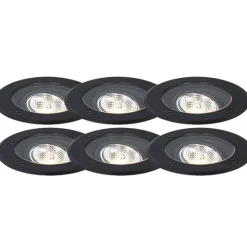 Set van 6 moderne buiten grondspots zwart AR70 verstelbaar IP65 - Delux