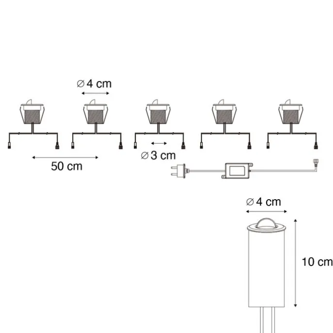 Set van 5 moderne grondspots wit incl. LED IP67 - Linsey