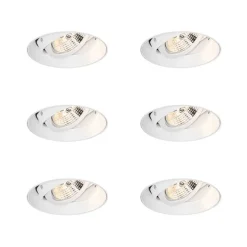 Set van 6 Moderne inbouwspot wit GU10 AR70 rond trimless - Oneon