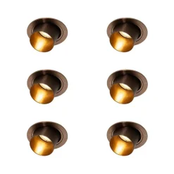 Set van 6 Moderne inbouwspot donkerbrons rond kantelbaar - Installa