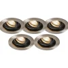 Set van 5 moderne inbouwspots staal - Rondoo