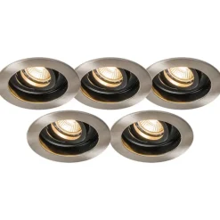 Set van 5 moderne inbouwspots staal - Rondoo