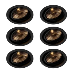 Set van 6 Moderne inbouwspot zwart verstelbaar - Coop 111 Honey