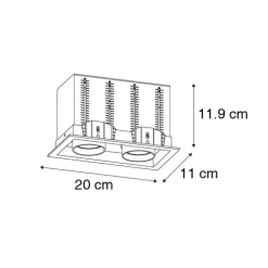Set van 6 Moderne inbouwspot zwart verstelbaar 2-lichts - Roof