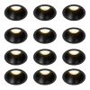 Set van 12 moderne inbouwspots zwart GU10 35mm IP44 - Dept