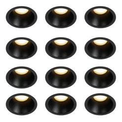 Set van 12 moderne inbouwspots zwart GU10 35mm IP44 - Dept