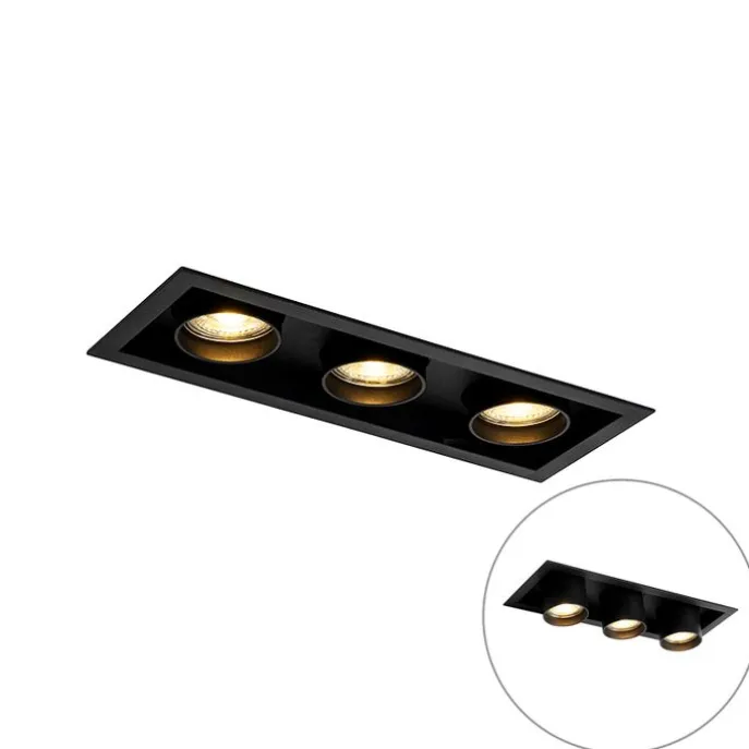 Set van 6 Moderne inbouwspot zwart verstelbaar 3-lichts - Roof