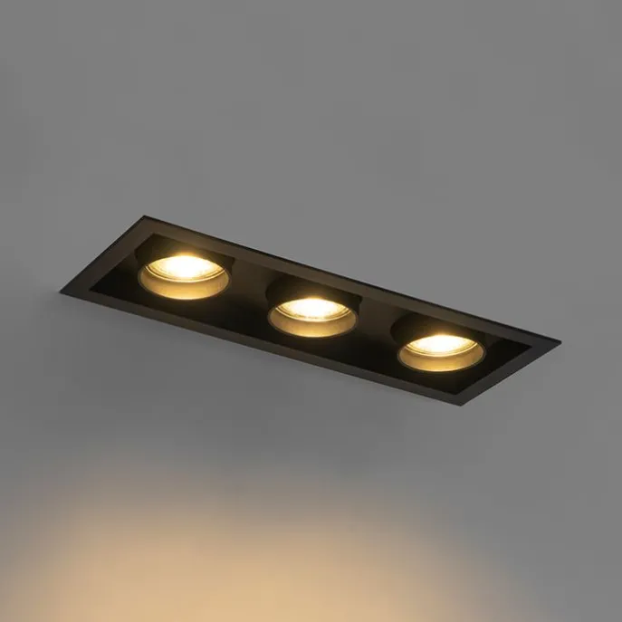 Set van 6 Moderne inbouwspot zwart verstelbaar 3-lichts - Roof