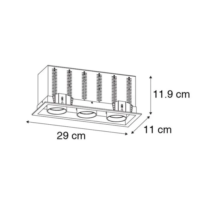Set van 6 Moderne inbouwspot zwart verstelbaar 3-lichts - Roof