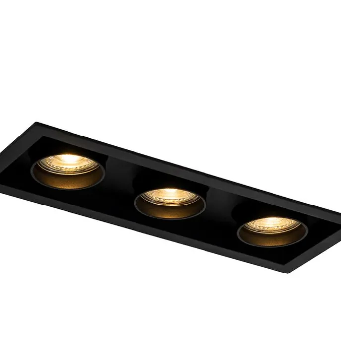 Set van 6 Moderne inbouwspot zwart verstelbaar 3-lichts - Roof