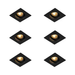 Set van 6 Moderne inbouwspot zwart 9,3 cm draai- en kantelbaar - Chuck