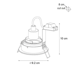 Set van 6 Moderne inbouwspot gunmetal GU10 50mm rond kantelbaar - Chuck